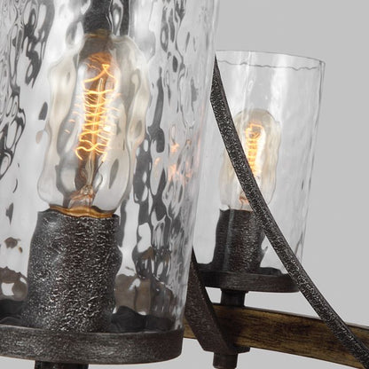 Generation Lighting (Feiss) Angelo 5-Light Distressed Weathered Oak & Slate Grey Metal Wagon Wheel Chandelier