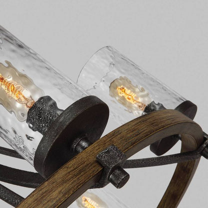 Generation Lighting (Feiss) Angelo 6-Light Distressed Weathered Oak & Slate Grey Metal Wagon Wheel Chandelier