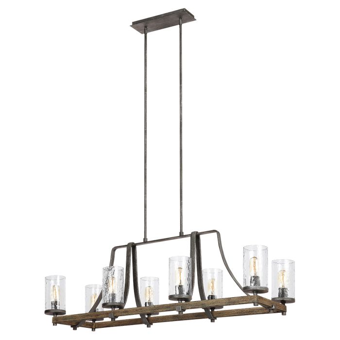 Generation Lighting (Feiss) Angelo 8-Light Distressed Weathered Oak & Slate Grey Metal Island Chandelier