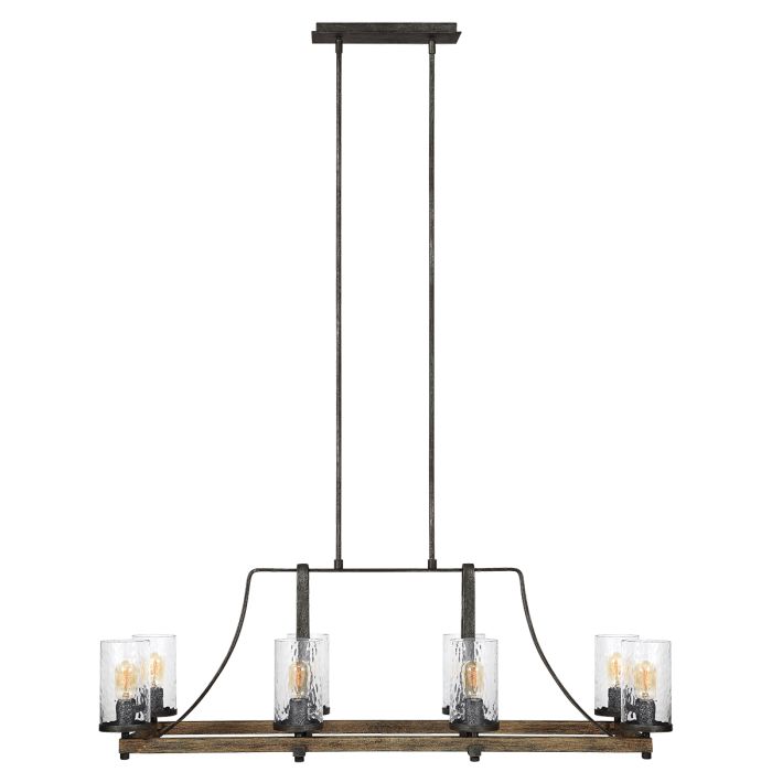 Generation Lighting (Feiss) Angelo 8-Light Distressed Weathered Oak & Slate Grey Metal Island Chandelier