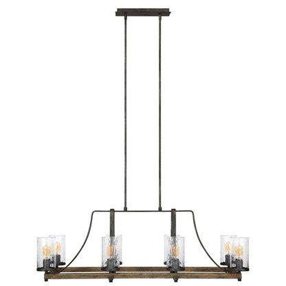 Generation Lighting (Feiss) Angelo 8-Light Distressed Weathered Oak & Slate Grey Metal Island Chandelier