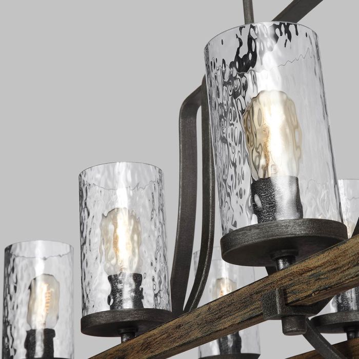 Generation Lighting (Feiss) Angelo 8-Light Distressed Weathered Oak & Slate Grey Metal Island Chandelier
