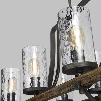 Generation Lighting (Feiss) Angelo 8-Light Distressed Weathered Oak & Slate Grey Metal Island Chandelier