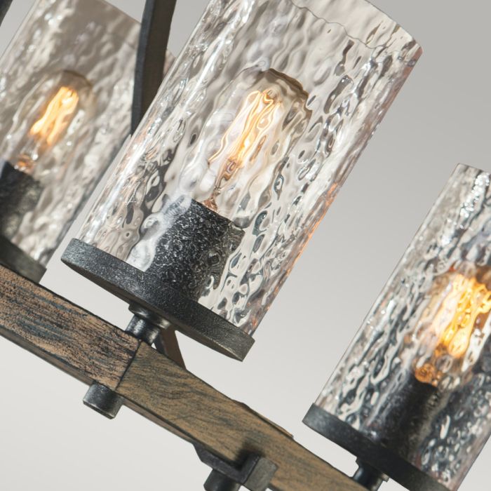 Generation Lighting (Feiss) Angelo 8-Light Distressed Weathered Oak & Slate Grey Metal Island Chandelier
