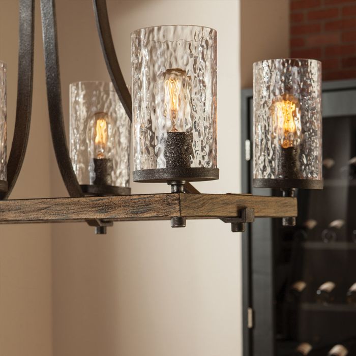 Generation Lighting (Feiss) Angelo 8-Light Distressed Weathered Oak & Slate Grey Metal Island Chandelier