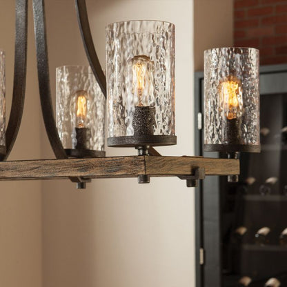 Generation Lighting (Feiss) Angelo 8-Light Distressed Weathered Oak & Slate Grey Metal Island Chandelier