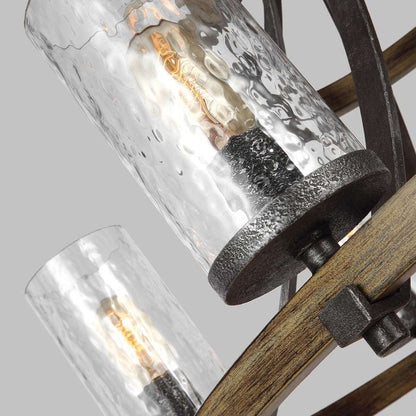 Generation Lighting (Feiss) Angelo 9-Light Distressed Weathered Oak & Slate Grey Metal Wagon Wheel Chandelier