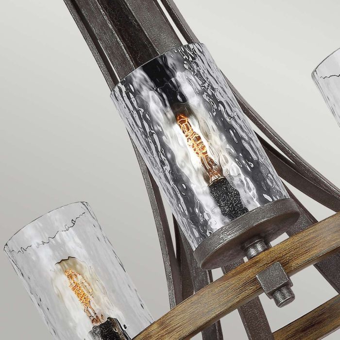 Generation Lighting (Feiss) Angelo 9-Light Distressed Weathered Oak & Slate Grey Metal Wagon Wheel Chandelier