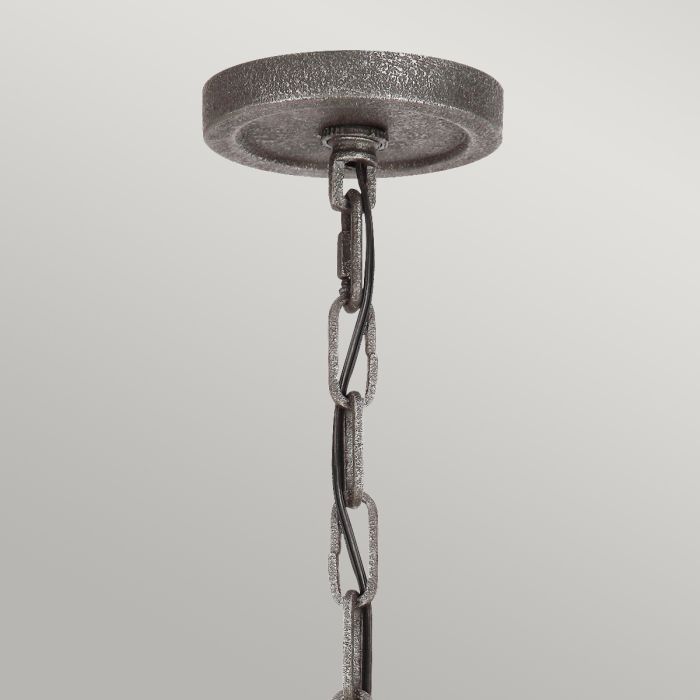 Generation Lighting (Feiss) Angelo 9-Light Distressed Weathered Oak & Slate Grey Metal Wagon Wheel Chandelier