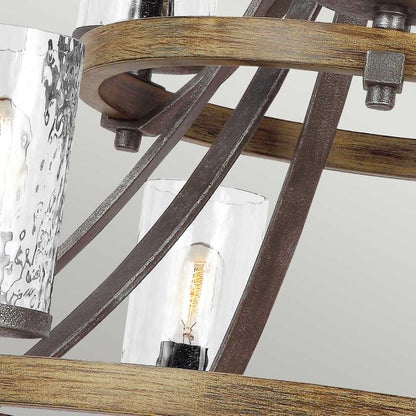 Generation Lighting (Feiss) Angelo 9-Light Distressed Weathered Oak & Slate Grey Metal Wagon Wheel Chandelier
