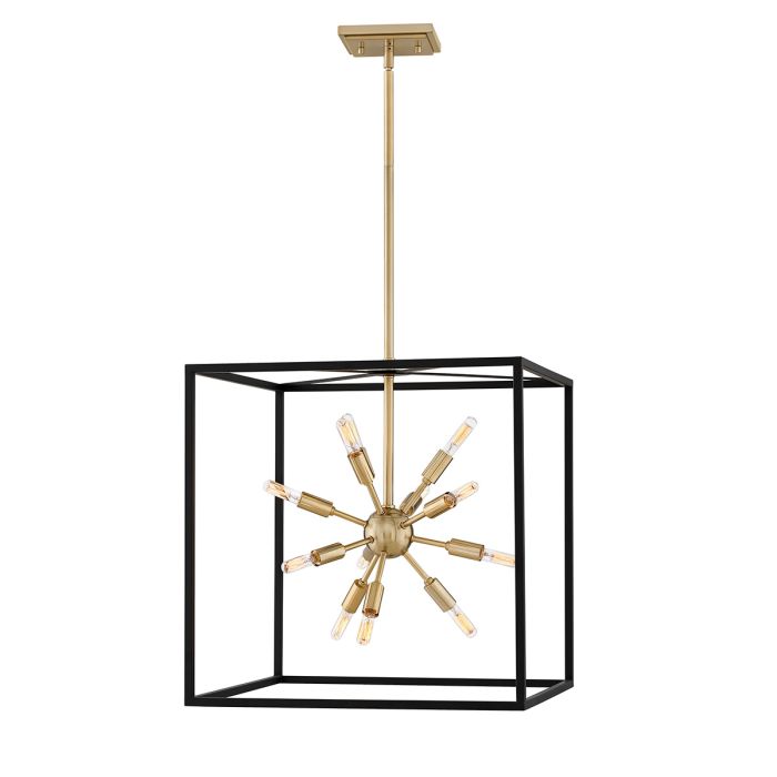 Lisa McDennon by Hinkley Aros 12-Light Black & Warm Brass Cage Sputnik Chandelier