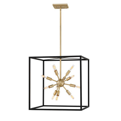 Lisa McDennon by Hinkley Aros 12-Light Black & Warm Brass Cage Sputnik Chandelier