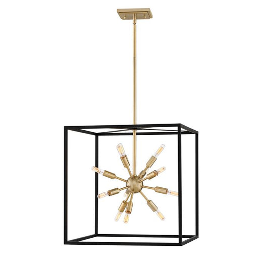 Lisa McDennon by Hinkley Aros 12-Light Black & Warm Brass Cage Sputnik Chandelier