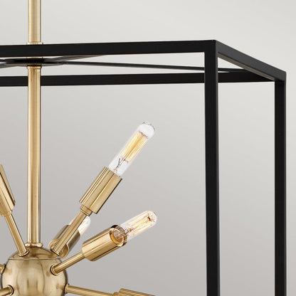 Lisa McDennon by Hinkley Aros 12-Light Black & Warm Brass Cage Sputnik Chandelier