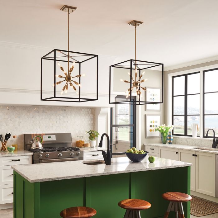 Lisa McDennon by Hinkley Aros 12-Light Black & Warm Brass Cage Sputnik Chandelier