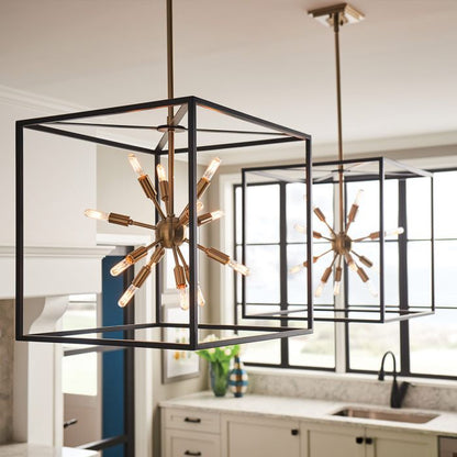 Lisa McDennon by Hinkley Aros 12-Light Black & Warm Brass Cage Sputnik Chandelier