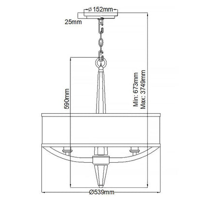 Hinkley Ascher 3-Light Polished Nickel Drum Chandelier