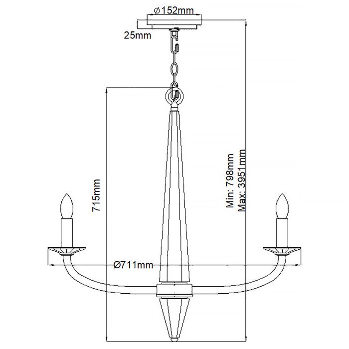Hinkley Ascher 6-Light Polished Nickel Modern Chandelier
