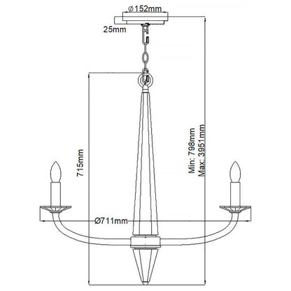Hinkley Ascher 6-Light Polished Nickel Modern Chandelier