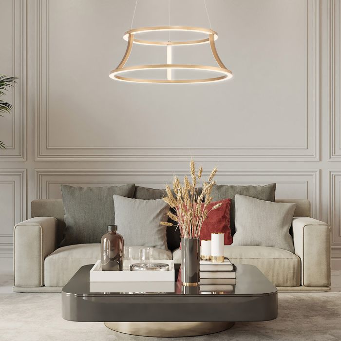 Eurofase Cadoux Integrated LED Satin Gold Ring Pendant Chandelier