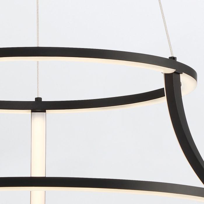 Eurofase Cadoux Integrated LED Matte Black Ring Pendant Chandelier