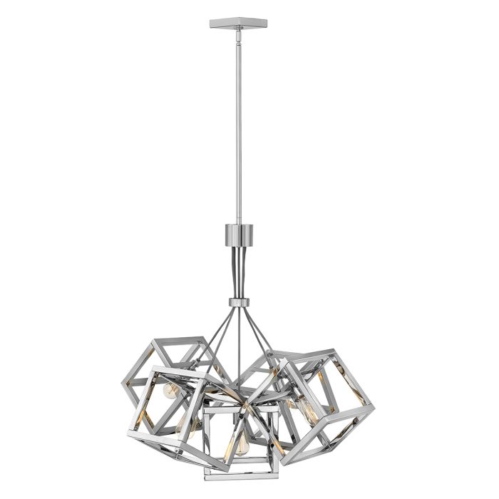 Hinkley Ensemble 5-Light Polished Nickel Cage Chandelier