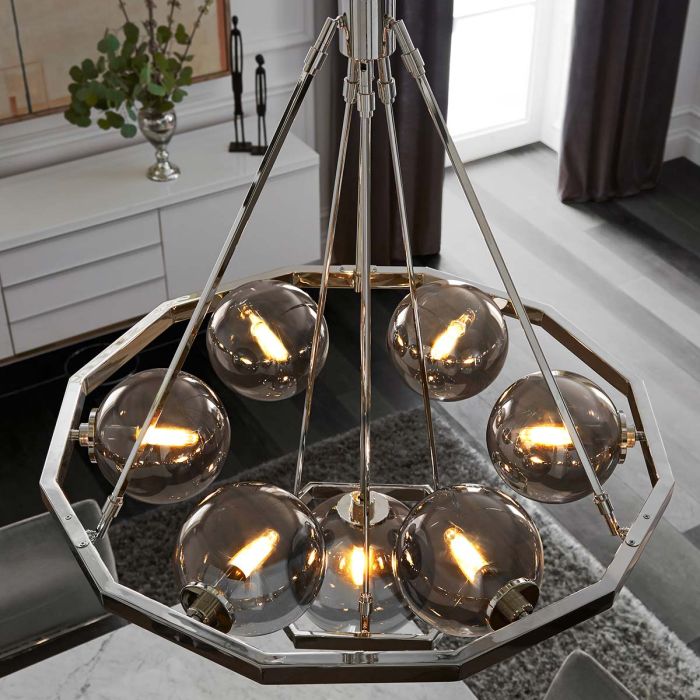 Generation Lighting (Feiss) Harper 7-Light Polished Nickel Glass Globe Chandelier