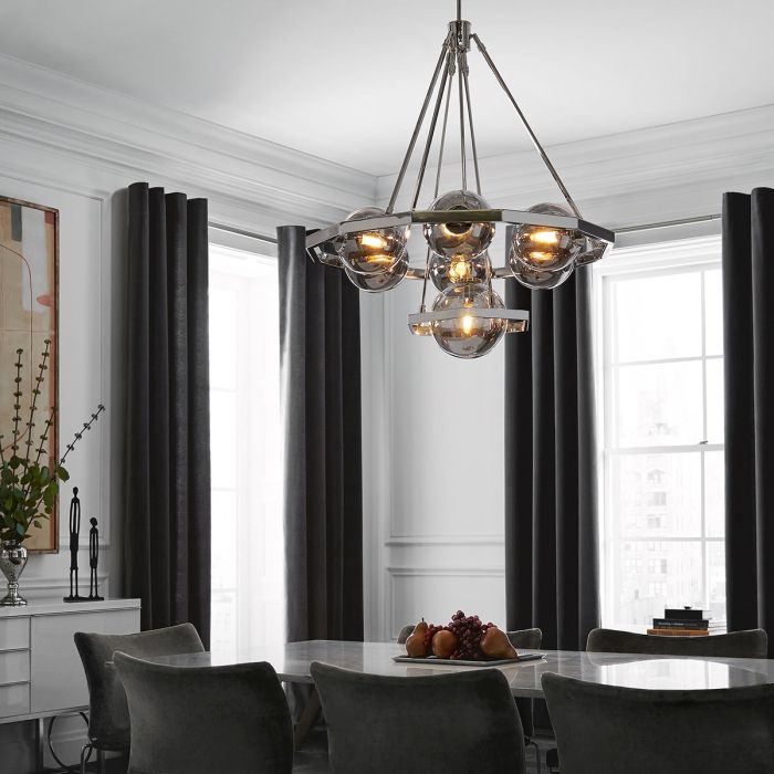 Generation Lighting (Feiss) Harper 7-Light Polished Nickel Glass Globe Chandelier