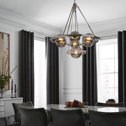 Generation Lighting (Feiss) Harper 7-Light Polished Nickel Glass Globe Chandelier