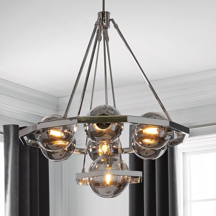 Generation Lighting (Feiss) Harper 7-Light Polished Nickel Glass Globe Chandelier