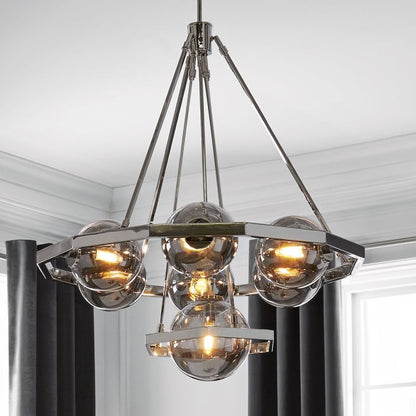 Generation Lighting (Feiss) Harper 7-Light Polished Nickel Glass Globe Chandelier