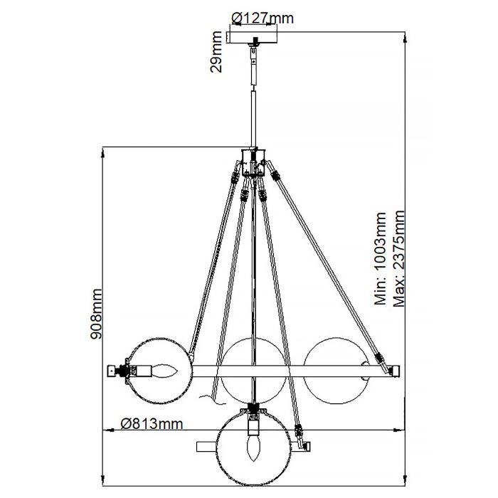 Generation Lighting (Feiss) Harper 7-Light Polished Nickel Glass Globe Chandelier