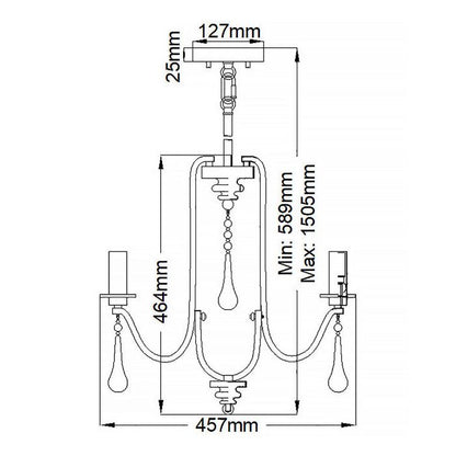 Kichler Karlee 3-Light Classic Pewter Candle Chandelier