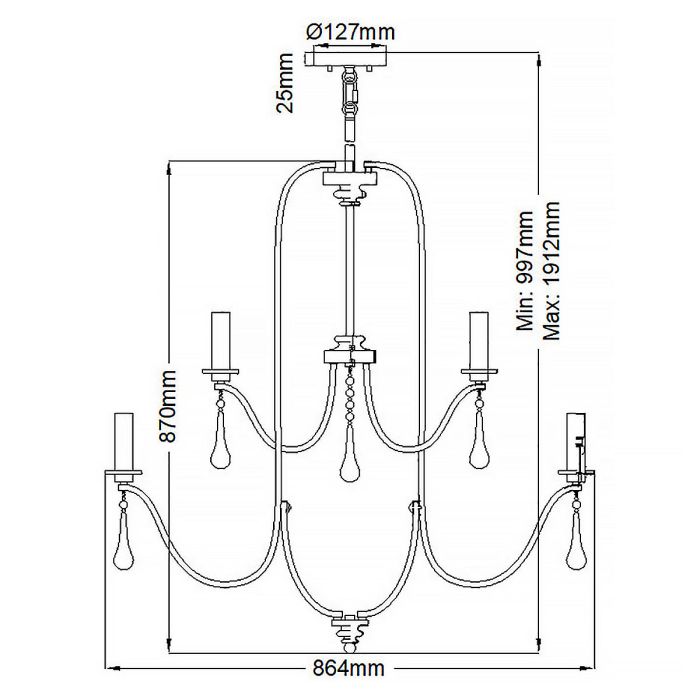 Kichler Karlee 9-Light Classic Pewter Candle Chandelier
