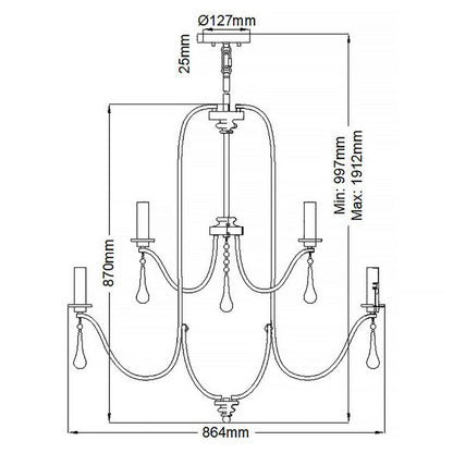 Kichler Karlee 9-Light Classic Pewter Candle Chandelier