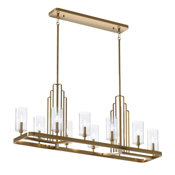 Kichler Kimrose 10-Light Brushed Natural Brass Linear Island Chandelier
