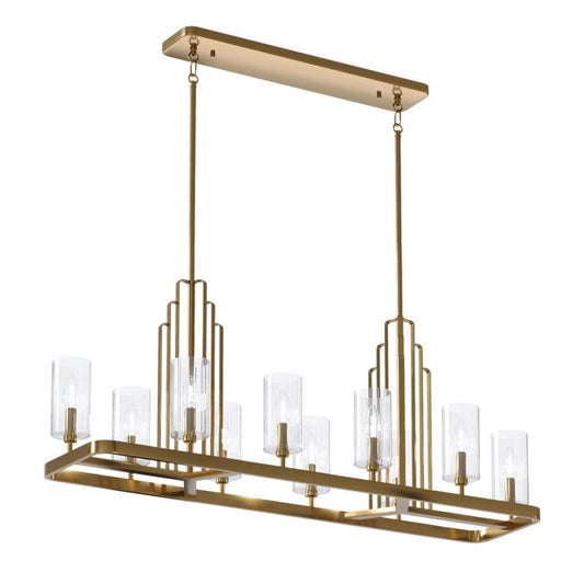Kichler Kimrose 10-Light Brushed Natural Brass Linear Island Chandelier