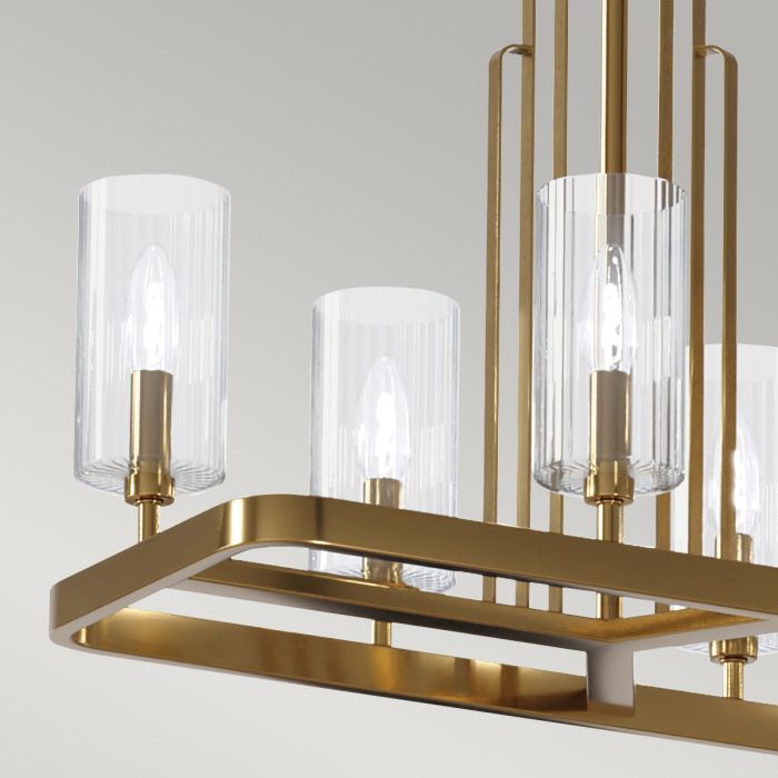 Kichler Kimrose 10-Light Brushed Natural Brass Linear Island Chandelier