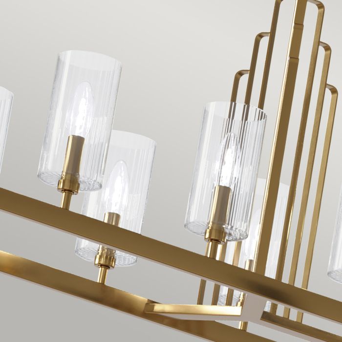 Kichler Kimrose 10-Light Brushed Natural Brass Linear Island Chandelier