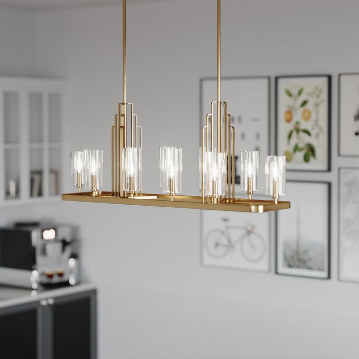Kichler Kimrose 10-Light Brushed Natural Brass Linear Island Chandelier