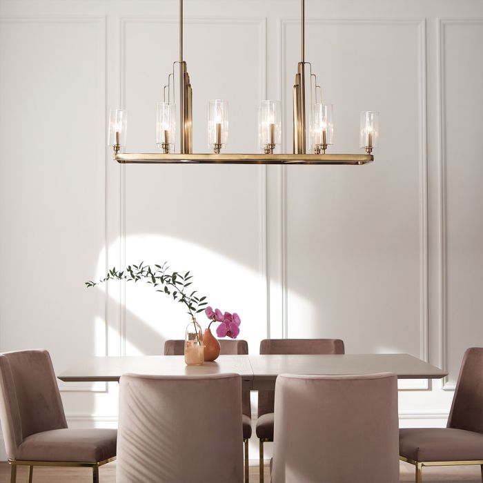 Kichler Kimrose 10-Light Brushed Natural Brass Linear Island Chandelier