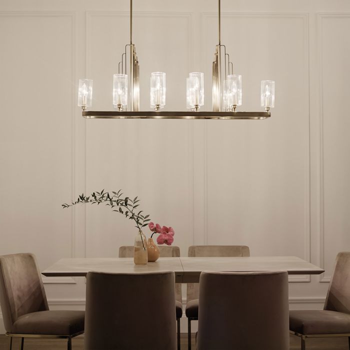 Kichler Kimrose 10-Light Brushed Natural Brass Linear Island Chandelier
