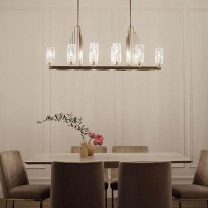 Kichler Kimrose 10-Light Brushed Natural Brass Linear Island Chandelier