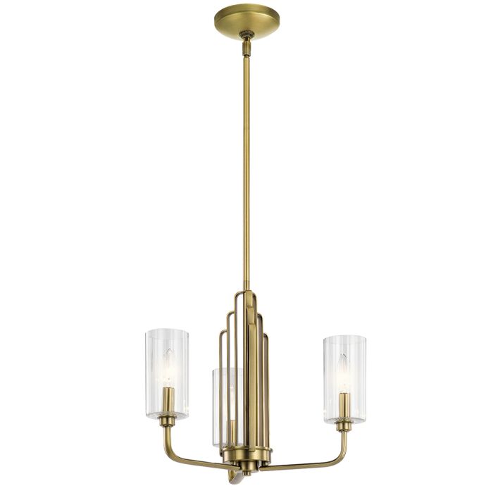 Kichler Kimrose 3-Light Brushed Natural Brass Glass Chandelier
