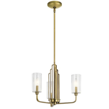 Kichler Kimrose 3-Light Brushed Natural Brass Glass Chandelier