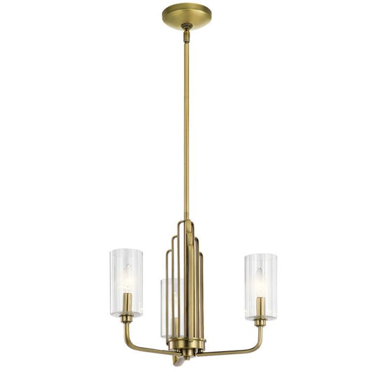 Kichler Kimrose 3-Light Brushed Natural Brass Glass Chandelier