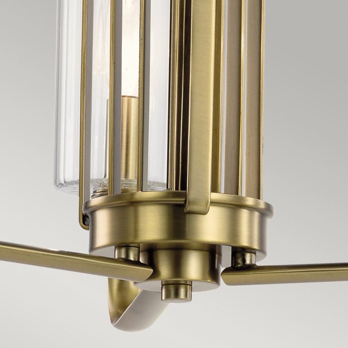 Kichler Kimrose 3-Light Brushed Natural Brass Glass Chandelier
