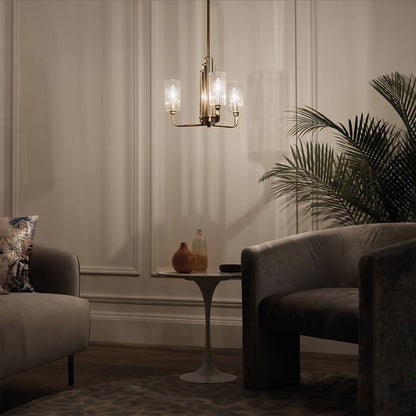 Kichler Kimrose 3-Light Brushed Natural Brass Glass Chandelier
