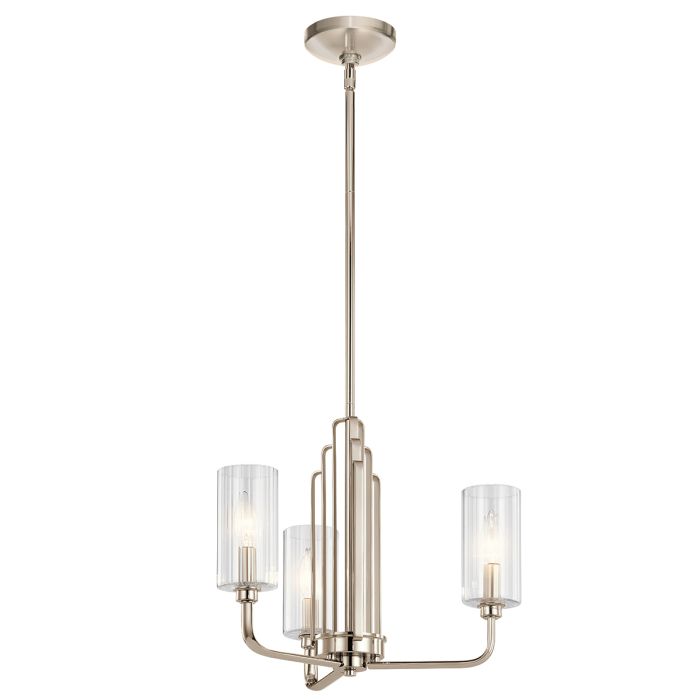 Kichler Kimrose 3-Light Polished Nickel Glass Chandelier