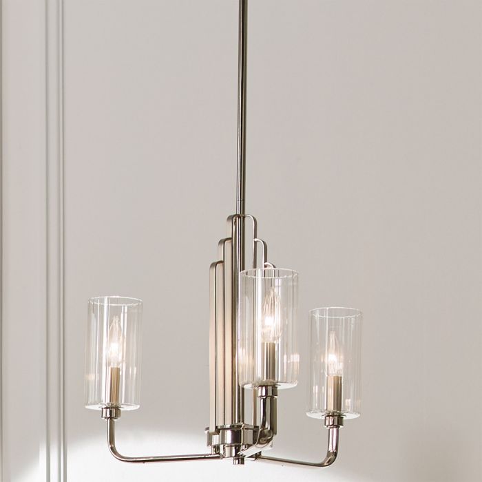 Kichler Kimrose 3-Light Polished Nickel Glass Chandelier